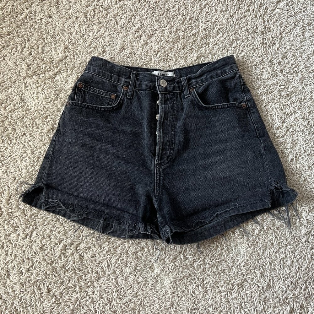 Agolde Dee High Rise Black Jean Shorts Size 26 - Picture 2 of 8